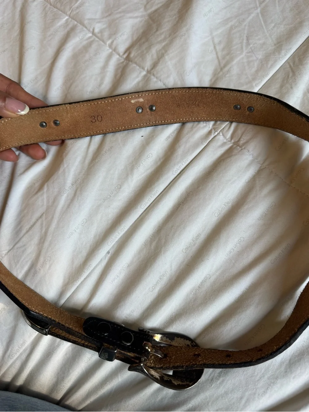 Black Leather Belt with Silver Buckle vintage.